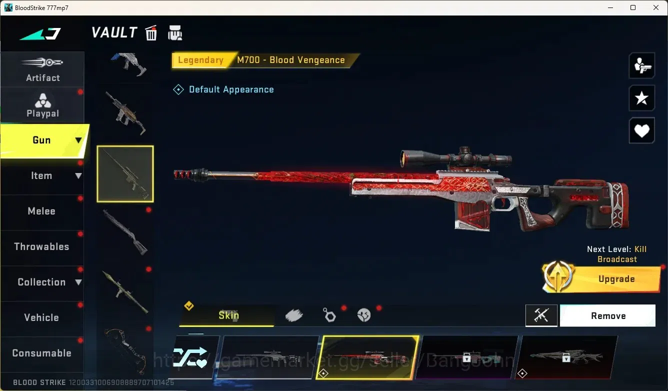Blood Strike Accounts Collab Skin ASIA|Eternal Gun:AUG-Empyrean|1 Collab Gun:MCX - EVA-00 [EVA]|1 Ultra Gun|7 Legend 4