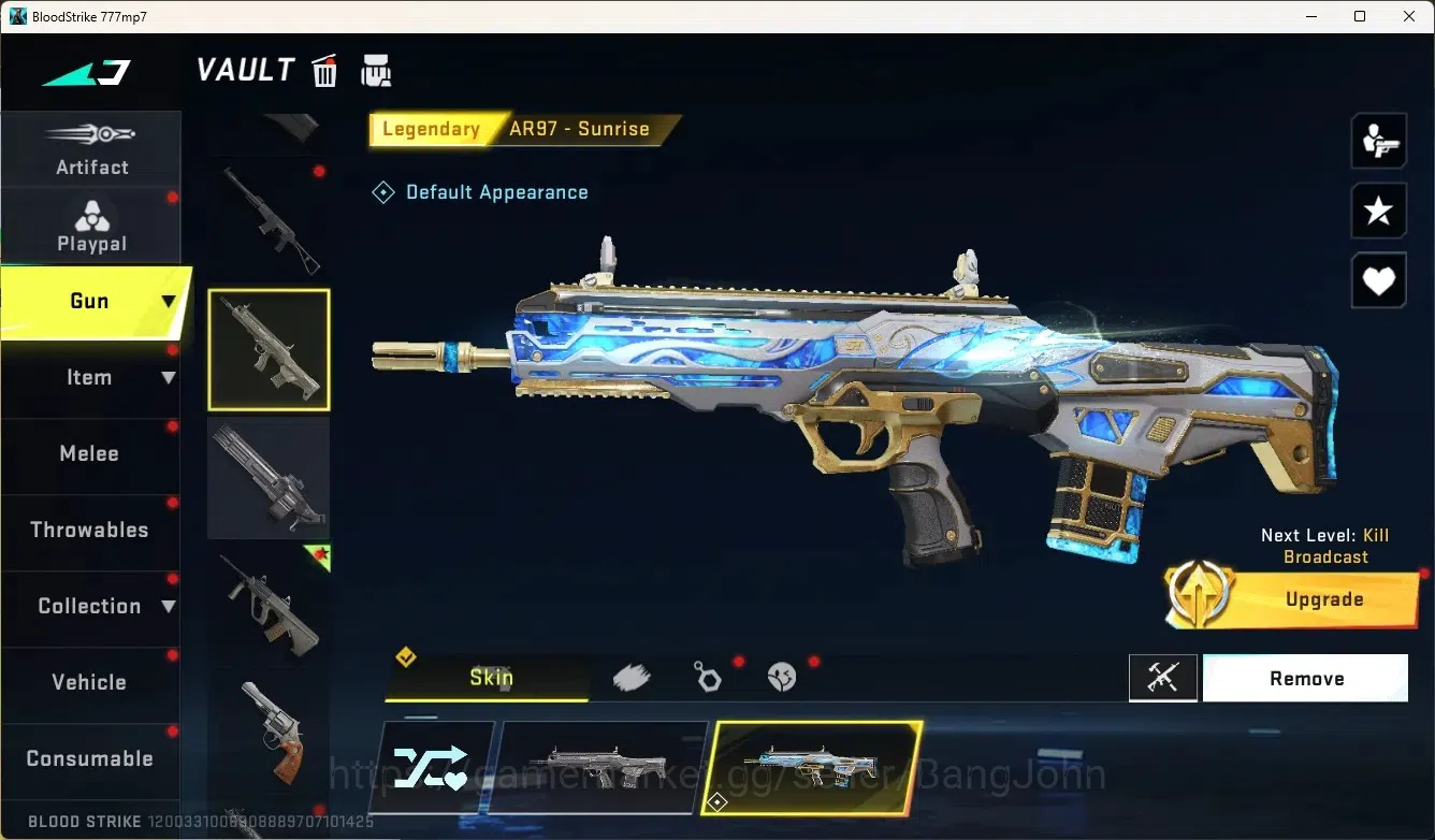 Blood Strike Accounts Collab Skin ASIA|Eternal Gun:AUG-Empyrean|1 Collab Gun:MCX - EVA-00 [EVA]|1 Ultra Gun|7 Legend 6