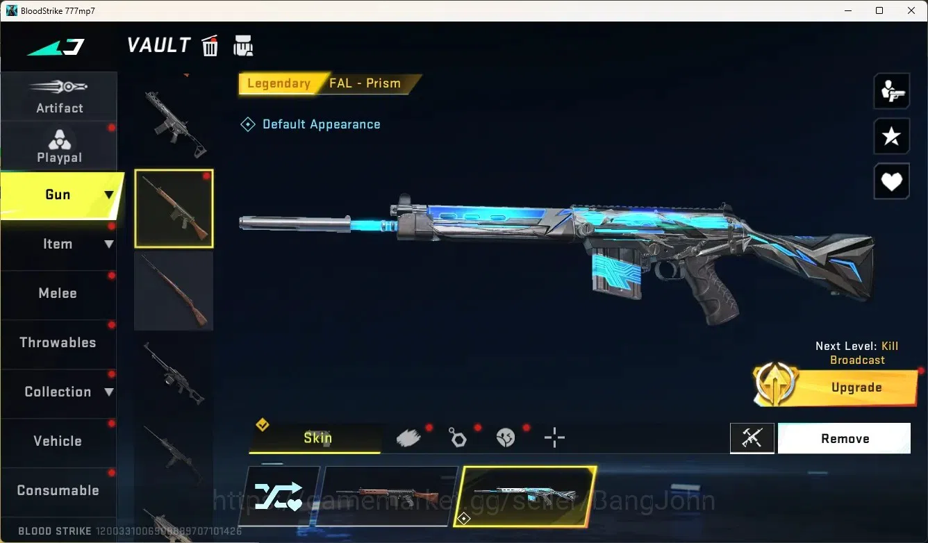 Blood Strike Accounts Collab Skin ASIA|Eternal Gun:AUG-Empyrean|1 Collab Gun:MCX - EVA-00 [EVA]|1 Ultra Gun|7 Legend 9