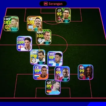 eFootball Accounts High-End Android|PW 3100|New Lionel Messi Big T,PE Aubameyang Epic,Marco Reus Epic,Marco van Basten