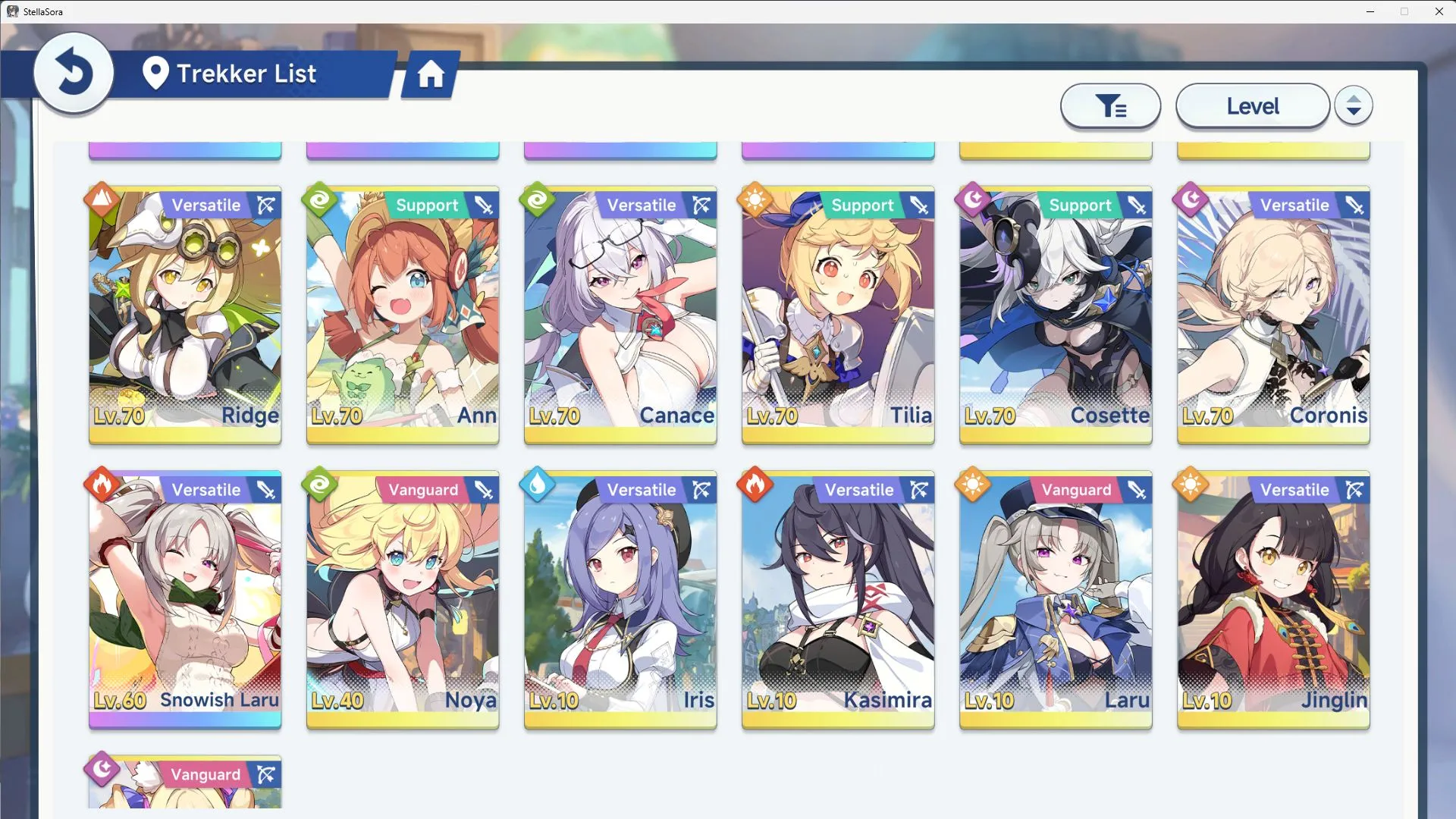 Stella Sora Accounts Global Lv40 ENDGAME|10 SSR 3 Limit(ChitoseT2,ShiaT1.Snowish Laru,GerieT2,ChixiaT2)15 SSR Disc|2,2k 3