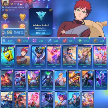 Mobile Legends: Bang Bang Accounts Others HERO 99 SKIN 106 | EMBLEM GOOD| CYPLOPS SPOBENGEBOB| EPIC NANA | EPIC LANCELOT