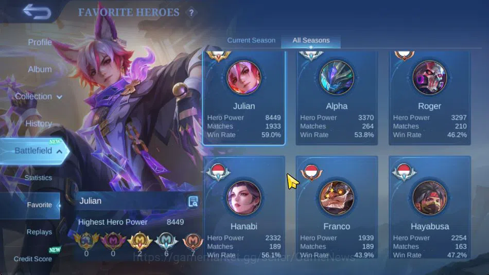 Mobile Legends: Bang Bang Accounts Hero 115|Skin 187|High Immo 111|Prime Granger,LB G image 14