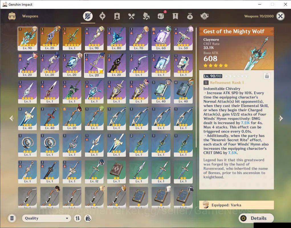 Genshin Impact Accounts ASIA|AR 53|1 Limited +3(*5Weapon)| Varka+Sign |Mc image 5