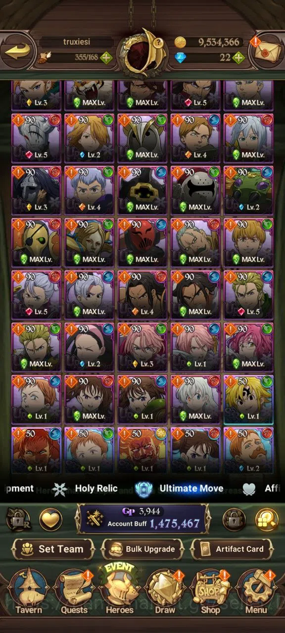 The Seven Deadly Sins: Grand Cross Accounts Others GLOBAL|1.4M CC|UR DKM2/6,WK Gowther2/6,GoT Thor,Chaos Arthur,etc|Detail 3