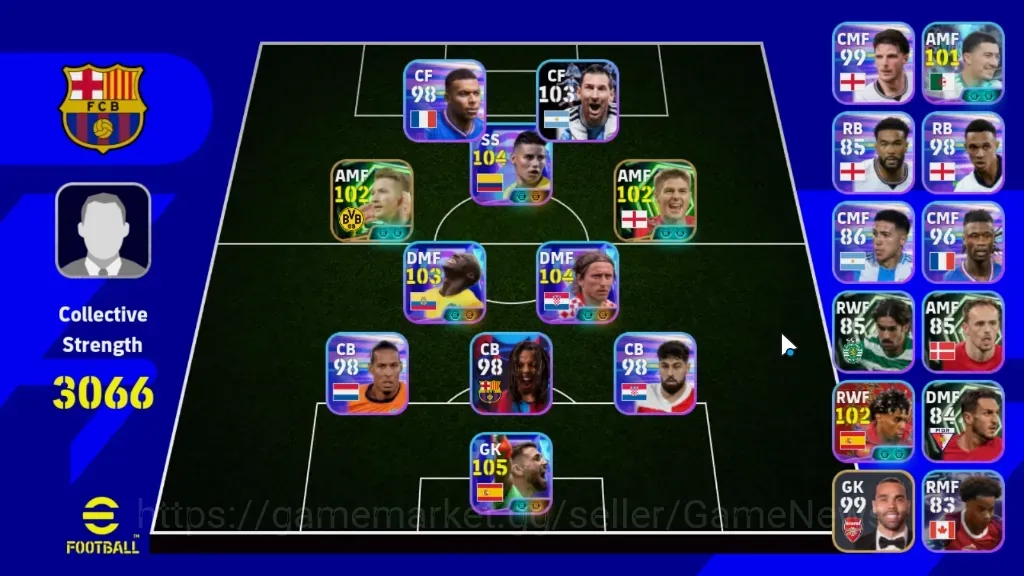 eFootball Accounts Legends & Iconic Players Android|Power 3066|Show Time Unai Simon,James Rodriguez,Luka Modric,Moises 1
