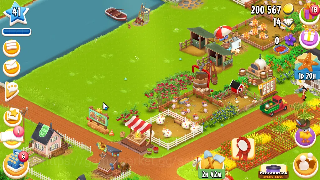 Hay Day Accounts Level 41 | Barn Storage 1100 + Silo Storage 625 | 200k Coins, 14 Diamonds |CN ON|Log Supercell ID|Take 4