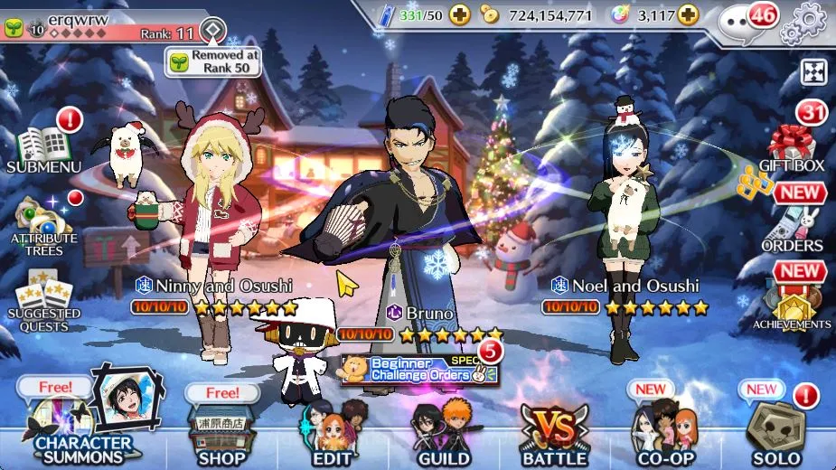 Bleach: Brave Souls Accounts Mid-Tier [GLOBAL] BTW Christmas(Noel Osushi,Ninny Osushi),BTW Halloween (Noel,Ninny),BTW 2