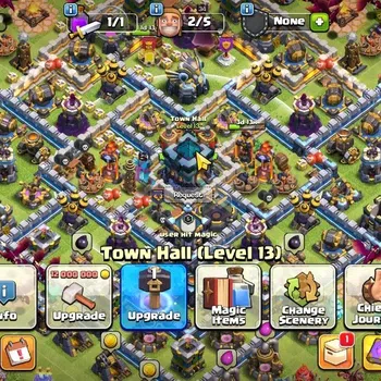 Clash of Clans Accounts High-End LV 123|TH 13|HH 7|Legendary Skins|BK 50,AQ 68,GW 34,MP 29,RC 7,|BM 15,|2.225 Gems|Protect