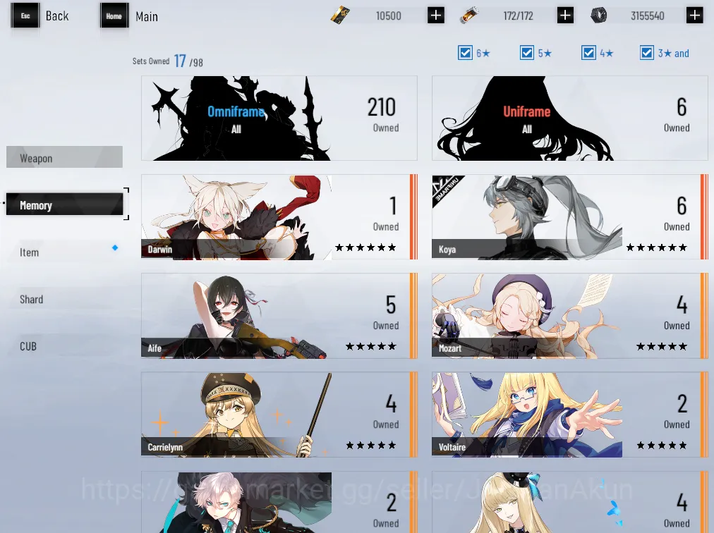 Punishing: Gray Raven Accounts Starter NA | Starter 10.5K BC + 4.4K GC + 9K BlueC | Camu Crocotta | 2 Ticket S Selector + 1 4