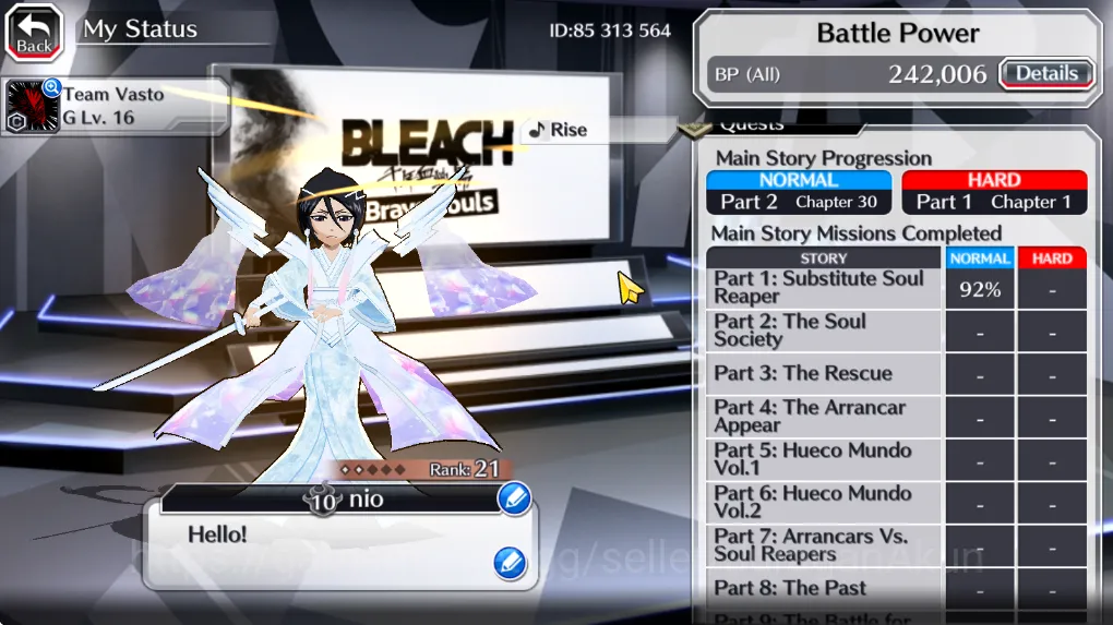 Bleach: Brave Souls Accounts Mid-Tier [GLOBAL] 15k Orbs + 4 5/5 Char(UryuTYBW25 ,Renji TYBW25,Jushiro TYBW25, TYBW Oh-Etsu 5