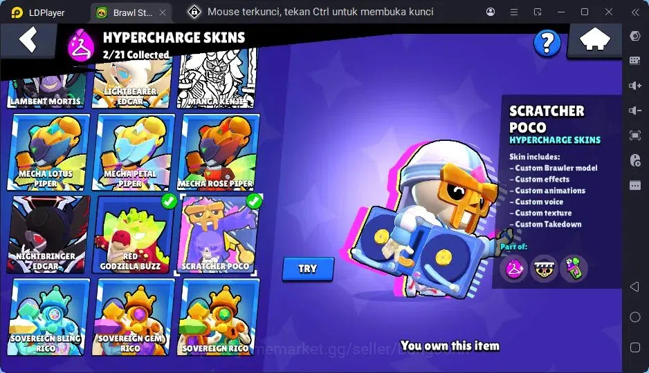Brawl Stars Accounts Trophy 28219|94 Brawler|21 Max Hypercharge|2 Hyoercharge,9 Legend,72 Epic Skins|31395 15