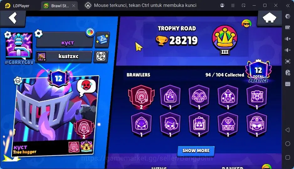 Brawl Stars Accounts Trophy 28219|94 Brawler|21 Max Hypercharge|2 Hyoercharge,9 Legend,72 Epic Skins|31395 2