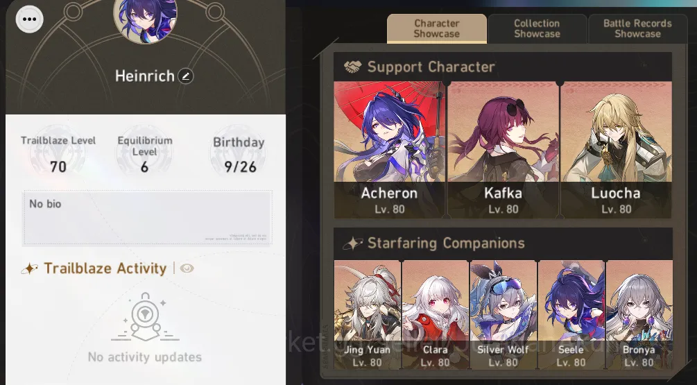 Honkai Star Rail Mid Game ASIA [TL70] 8 Limited (Kafka, Jade+Sign, Acheron+S image 1