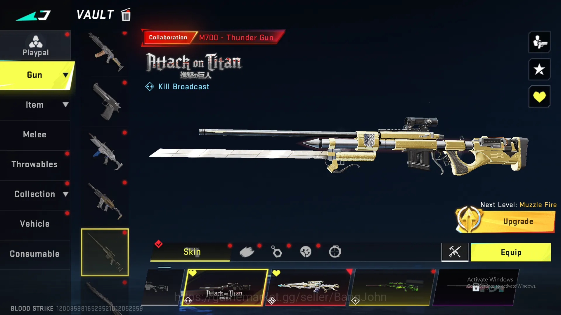 Blood Strike Accounts Others "1 evo + 12 Eternal | Evo m4 lvl 5(inspect) | Uzi lvl 5(inspect) | M700 lvl 4(inspect) | Qbz 11