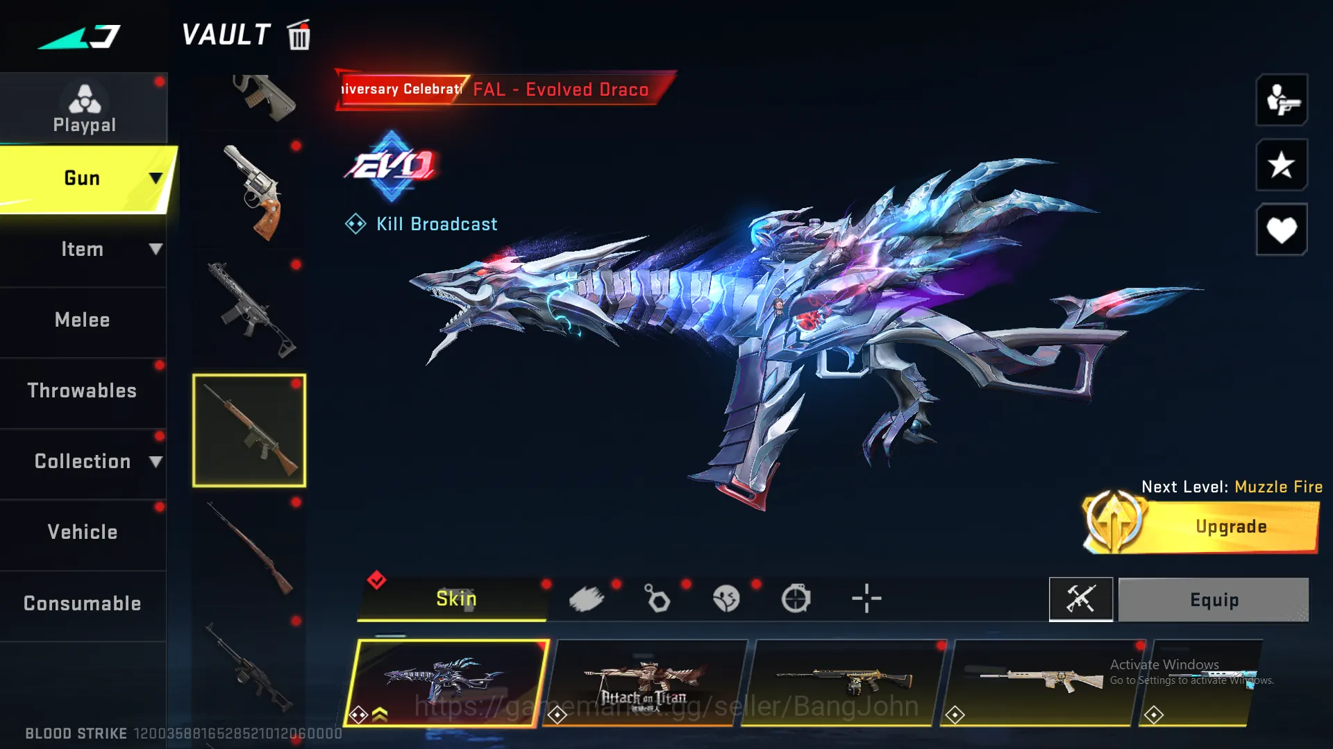 Blood Strike Accounts Others "1 evo + 12 Eternal | Evo m4 lvl 5(inspect) | Uzi lvl 5(inspect) | M700 lvl 4(inspect) | Qbz 13
