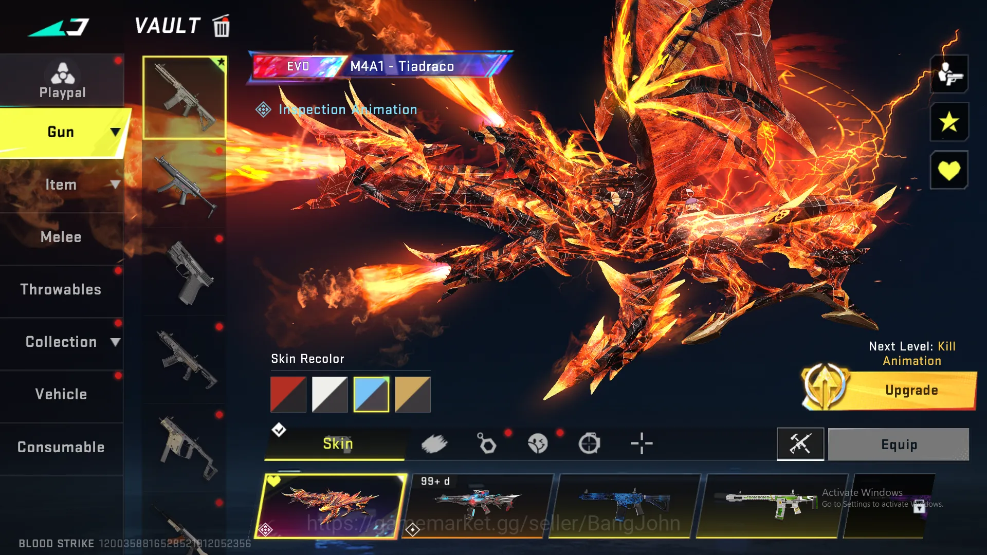 Blood Strike Accounts Others "1 evo + 12 Eternal | Evo m4 lvl 5(inspect) | Uzi lvl 5(inspect) | M700 lvl 4(inspect) | Qbz 2