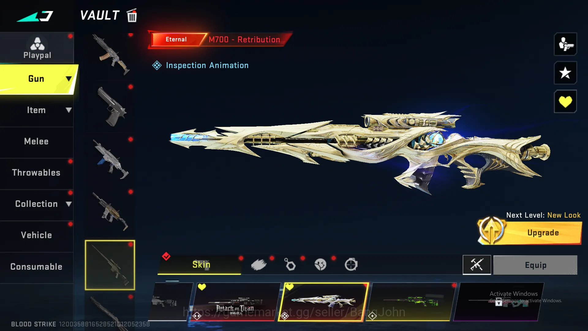 Blood Strike Accounts Others "1 evo + 12 Eternal | Evo m4 lvl 5(inspect) | Uzi lvl 5(inspect) | M700 lvl 4(inspect) | Qbz 4