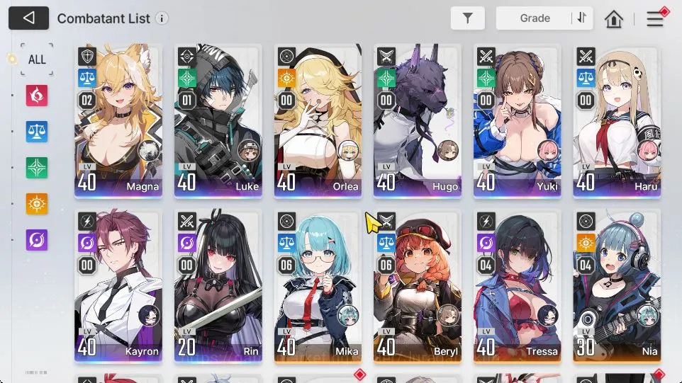 Chaos Zero Nightmare Accounts GLOBAL Lv40|8 SSR 2 Limit (Yuki,Haru,MagnaM2,LukeM1,Kyron,Rin,Hugo,Orlea)+11SR|23 SR 5