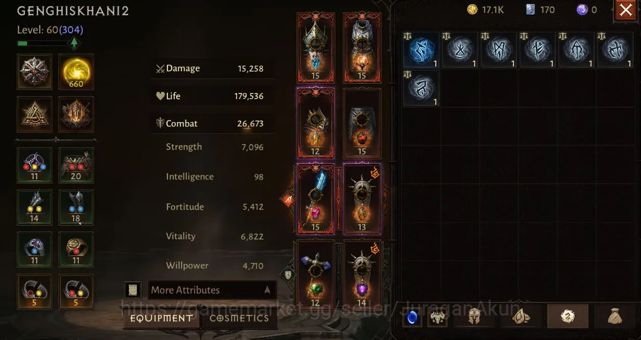 Diablo Immortal Accounts Mid-Tier SEA - Izual|Lv 60(304)|Ready Farm - Crusader 26673 CR + 660 Reso| Esessence Lvl 2 13/30 3
