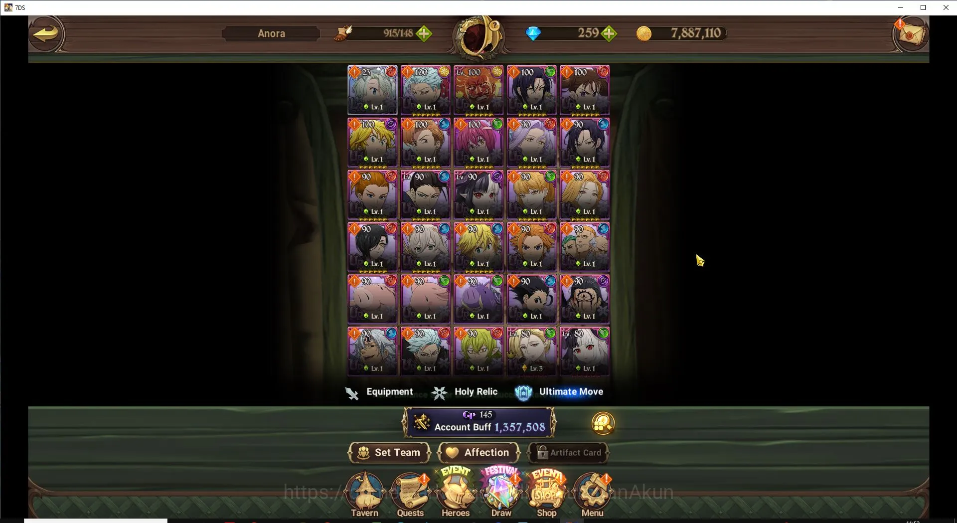The Seven Deadly Sins: Grand Cross Accounts ASIA|1,2M CC|1 UL + 1 UR + 226 Gems (Elizabeth,Mel image 2