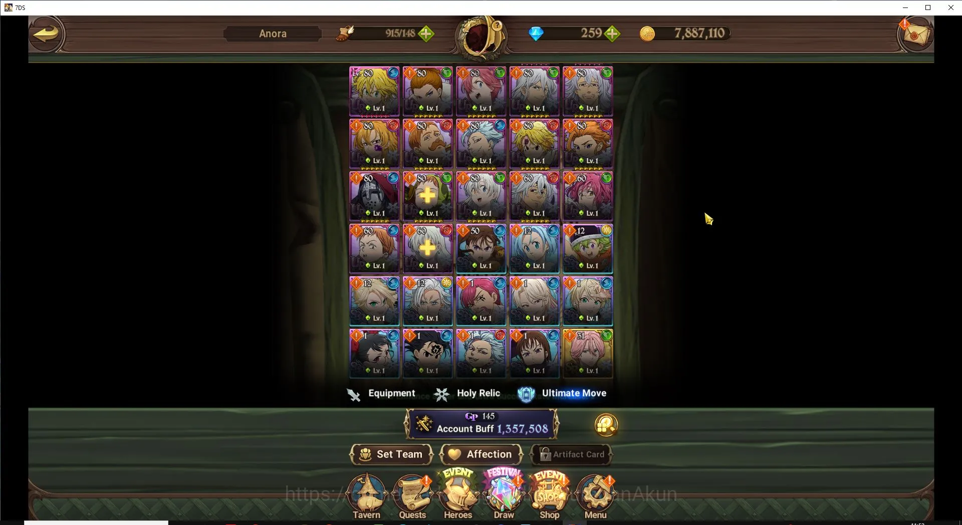 The Seven Deadly Sins: Grand Cross Accounts ASIA|1,2M CC|1 UL + 1 UR + 226 Gems (Elizabeth,Mel image 3
