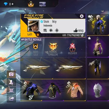 Free Fire Accounts M1887 GURUN PASIR - CELANA ANGEL MERAH UNGU KUNING  ON - ANIMASI LOBY ON - EMOT PARADOX SAYAP ON - EMOT