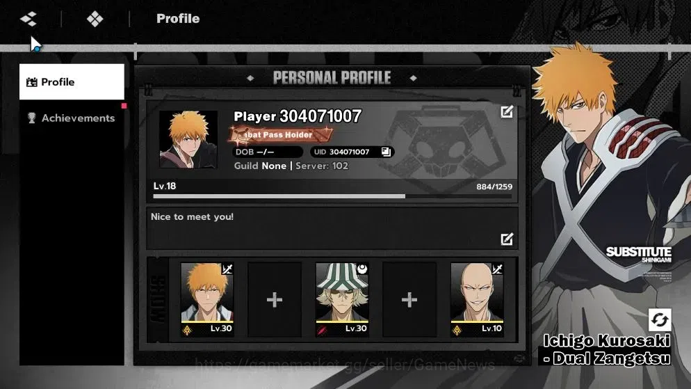 BLEACH: Soul Resonance Accounts NuverseSEA|Lv 18| 3 SSR (Ichigo Dual Z)+Sign,Urahara,Ikkaku|11 SR 1