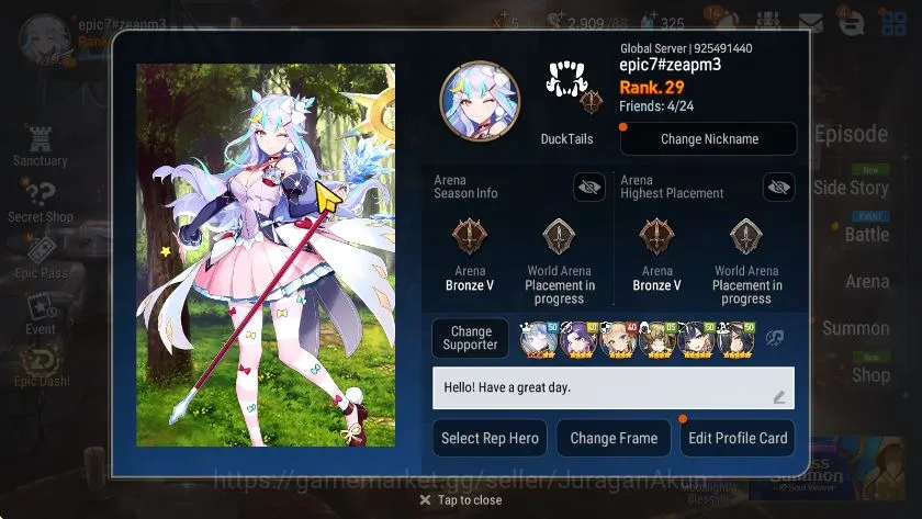 Global Unverif|Best Starter|6ML (DDRay,Briseria,Solitaria,etc) 14 RGB Hero |Bless On|Poh On|CheckSS|LogStove(ES2150) Epic Seven Starter Global Unverif|Best Starter|6ML (DDRay,Briseria,So image 1
