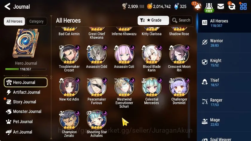 Epic Seven Accounts Starter Global Unverif|Best Starter|6ML (DDRay,Briseria,Solitaria,etc) 14 RGB Hero |Bless On|Poh 6