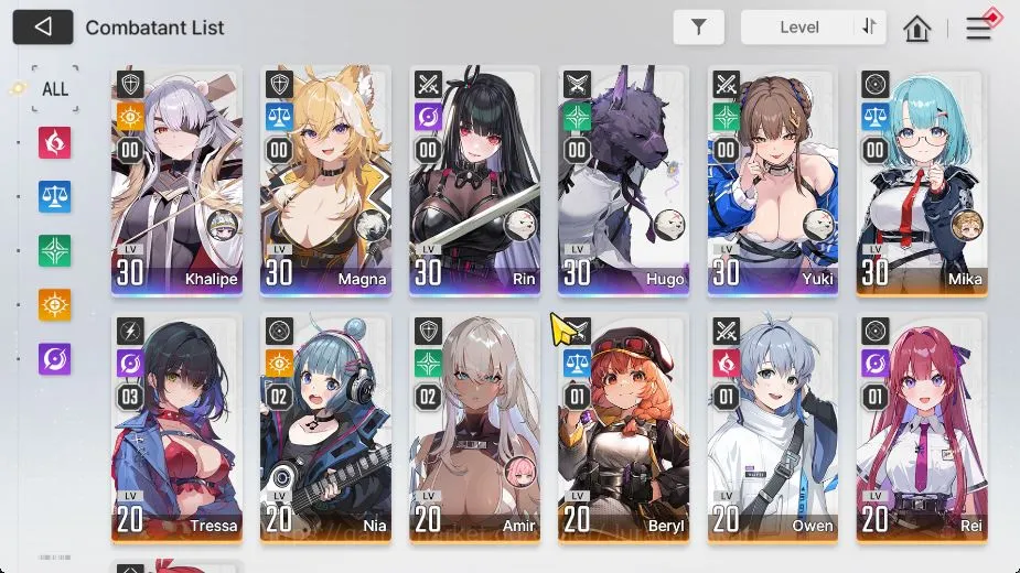 Chaos Zero Nightmare Accounts Global |LV 28| 5 SSR (Yuki,Khalipe,Rin,Magna,Hugo)+ 8 SR (NiaM2,TressaM3,AmirM2,Etc)+10SR 3