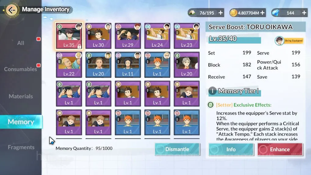 HAIKYU!! FLY HIGH Accounts [SEA] Lv28 ||UR Toru Oikawa+Memo + 7 SSR[Tendo,Gos image 3
