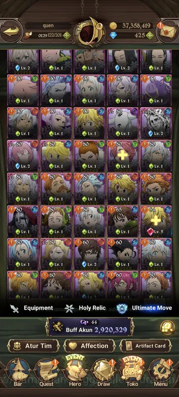The Seven Deadly Sins: Grand Cross Accounts Midgame Asia |2.9 CC| 1LR + 6UR + TOG collab + 425 Gems (Elimeli, Escanor, Mael 3
