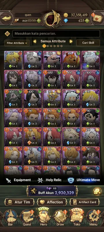 The Seven Deadly Sins: Grand Cross Accounts Midgame Asia |2.9 CC| 1LR + 6UR + TOG collab + 425 Gems (Elimeli, Escanor, Mael 4