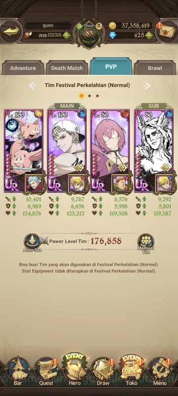 The Seven Deadly Sins: Grand Cross Accounts Midgame Asia |2.9 CC| 1LR + 6UR + TOG collab + 425 Gems (Elimeli, Escanor, Mael 5
