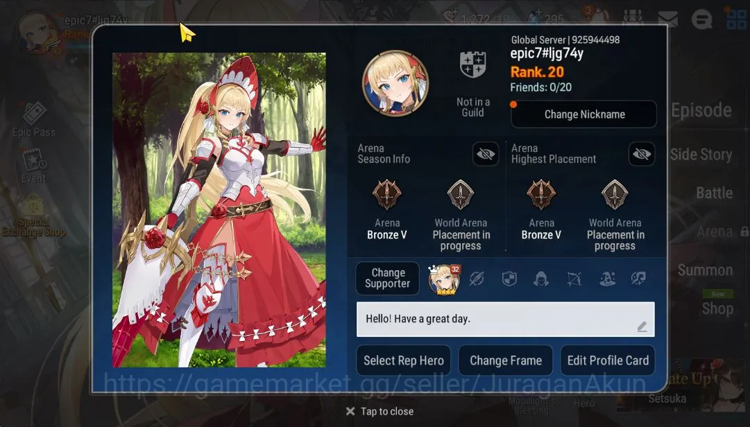 Epic Seven Accounts Global Unverif|Best Starter|Low Progres| 2 ML(Hars image 5