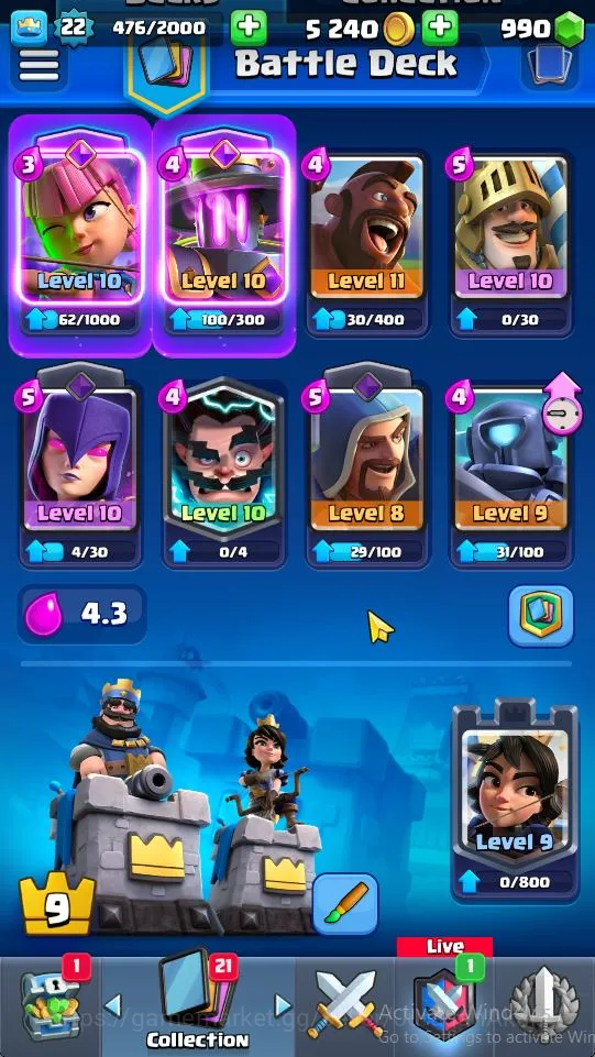 Clash Royale Accounts Lvl 22|Trophy 3604|KTL 9|Limited Skin| Card 68 | 2 image 3