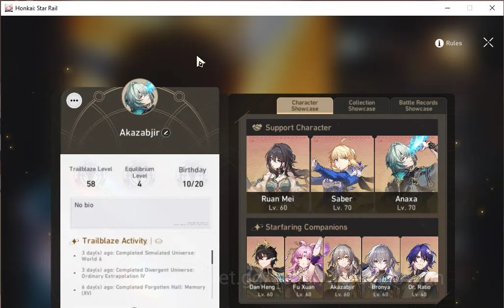 Honkai Star Rail Mid Game ASIA |TL 58| 6 Limited [Anaxa E2,Ruan Mei,Dr.Ratio image 1