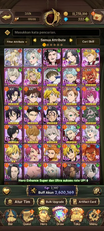 Asia |2,6M CC|2LR + 5UR + Collab Konosuba + 555 Gems (Brunhild2/6,Eliza,FateSkuld,Lance3/6,Thor,Arthur,DKM)|Code Only| (SDS2458) The Seven Deadly Sins: Grand Cross Accounts Midgame Asia |2,6M CC|2LR + 5UR + Collab Konosuba + 555 Gems
