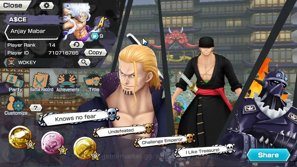 One Piece Bounty Rush Accounts Starter Global|3 META EX|Raid on Onigashima Roronoa Zoro,Kaido's Son Yamato,The 4 Emperors 4