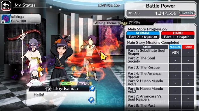 Bleach: Brave Souls Accounts Mid-Tier GLB BP 1247K Fresh Story|ChadGanjuYuroichiTenjiroTYBW 2