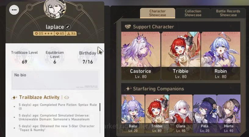 Honkai Star Rail End Game ASIA|TL 69|8 Limited|CastoriceE1+Sign,RobinE1,Dant image 1