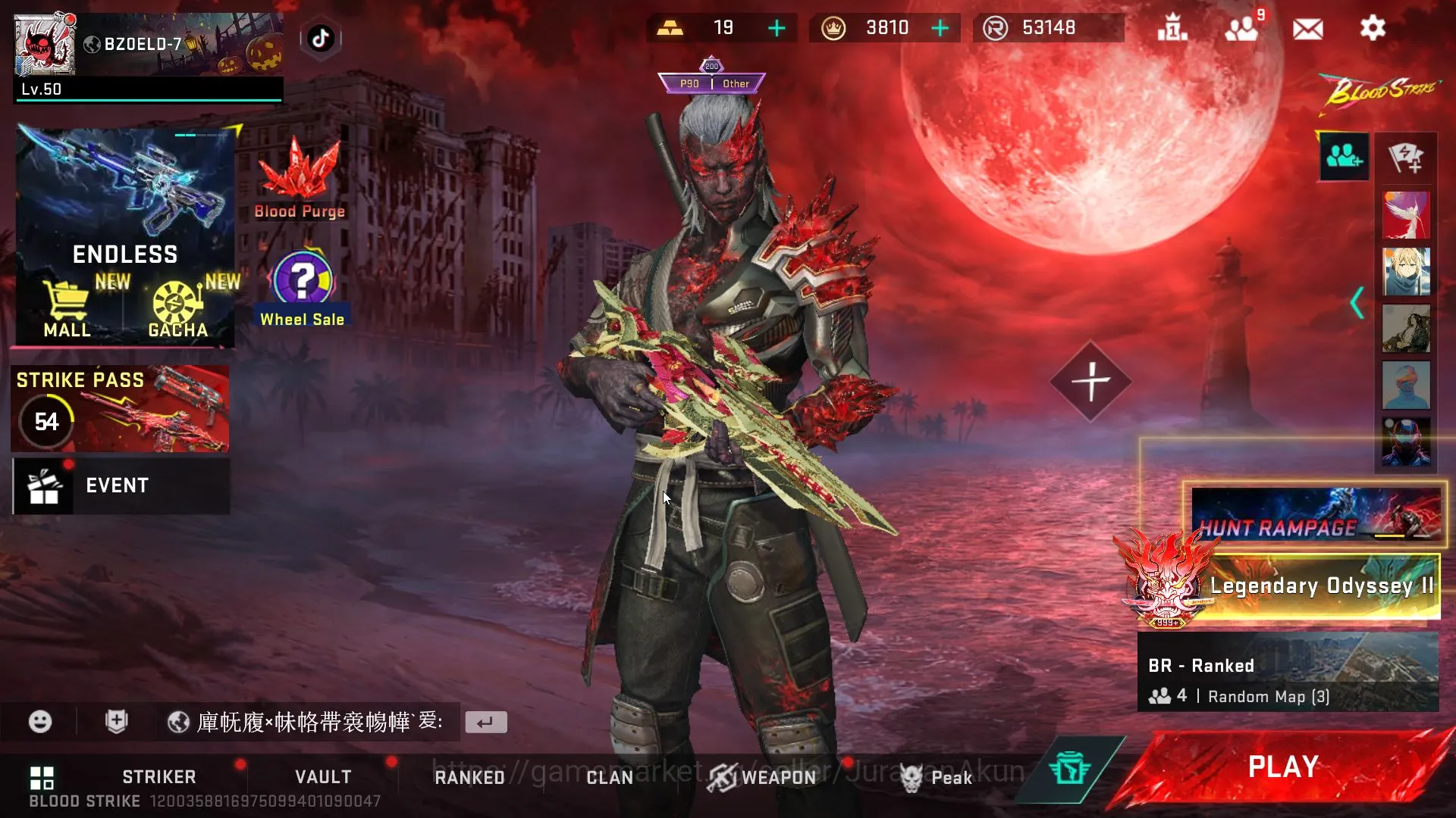 Asia|3 ETERNAL(SCAR,P90,Galil)2MELE(Knife-Sanctum,Perdition)21 ULTRA(Deagle,Ak47,MP5)LIMITED(FAL-EVO,RPK)Netease(BLS2524) Blood Strike High-End Asia|3 ETERNAL(SCAR,P90,Galil)2MELE(Knife-Sanctum, image 1