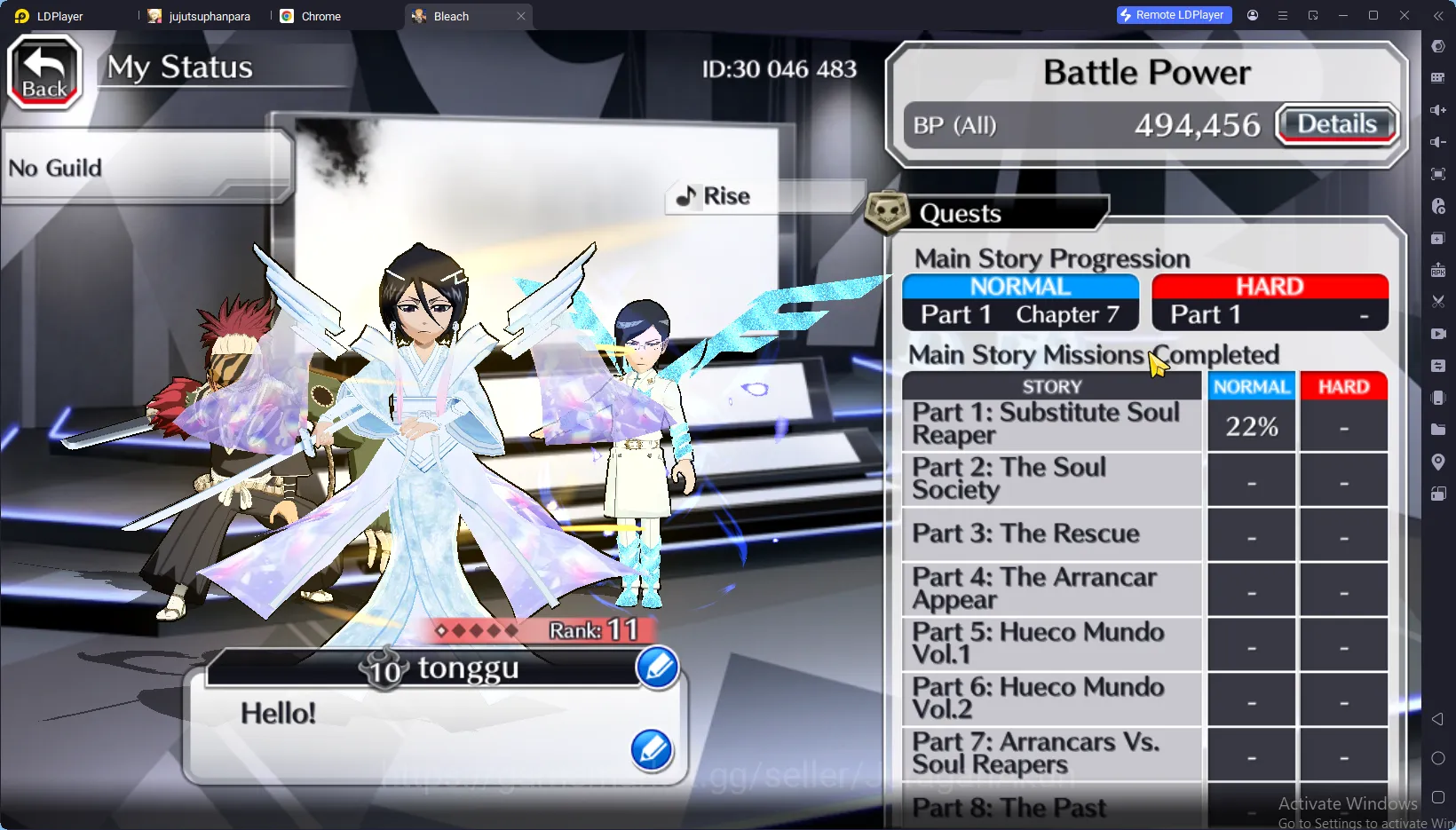 Bleach: Brave Souls Accounts Mid-Tier GLOBAL 16K Orb|6 Char 5/5(Renji TYBW25,Jushiro TYBW25,Etc) + Rukia 10th Anniv, Ichigo 7