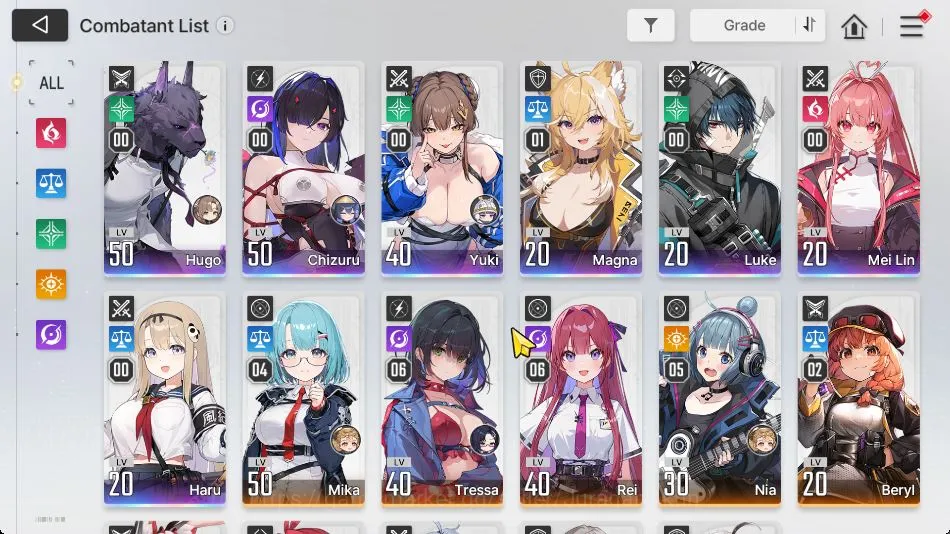 Chaos Zero Nightmare Accounts Global|LV 42|7 SSR (Chizuru+Sign,Yuki,Haru,MagnaM1,Mei Lin,Etc)+ 10 SR + 20 SR Partner |Log 2