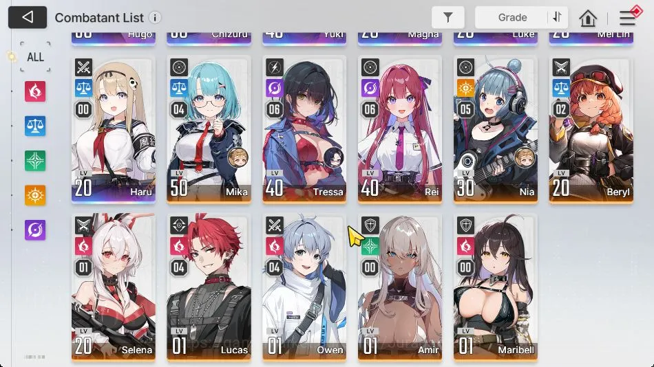 Chaos Zero Nightmare Accounts Global|LV 42|7 SSR (Chizuru+Sign,Yuki,Haru,MagnaM1,Mei Lin,Etc)+ 10 SR + 20 SR Partner |Log 3
