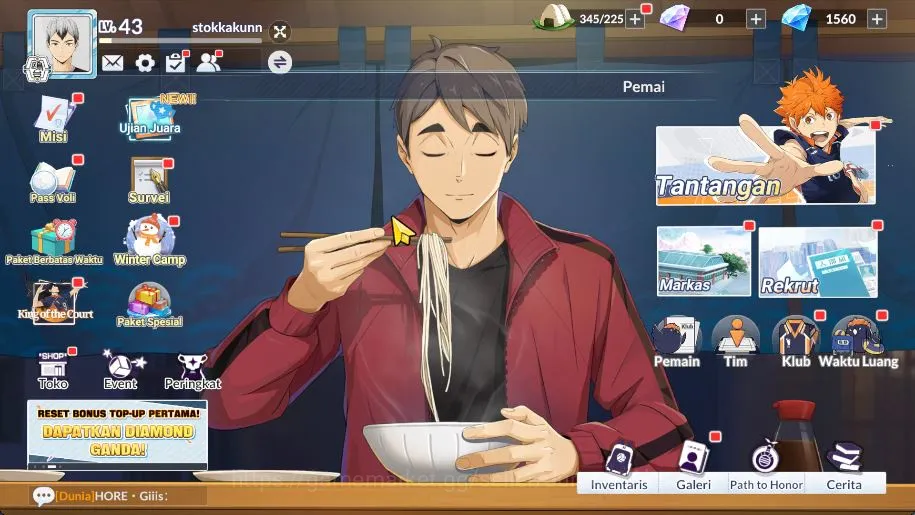 HAIKYU!! FLY HIGH Accounts SEA|Lvl 43|1,5K DM|3 UR [Osamu+Memo,Motoya,Hirugami]+10 2
