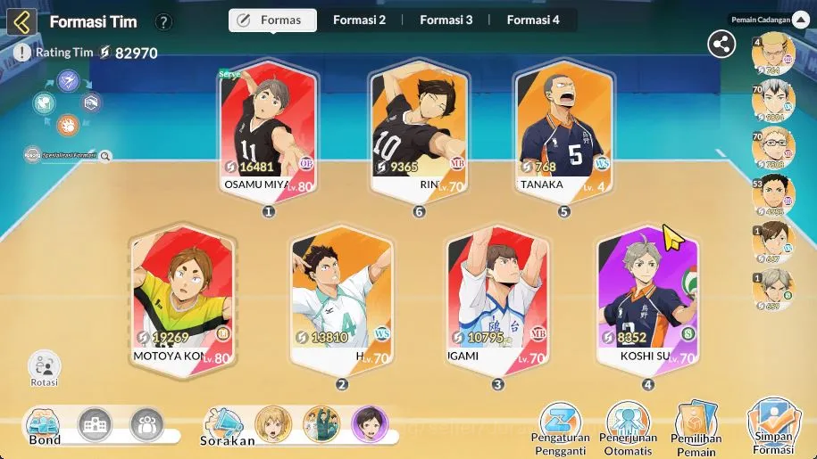 HAIKYU!! FLY HIGH Accounts SEA|Lvl 43|1,5K DM|3 UR [Osamu+Memo,Motoya,Hirugami]+10 5