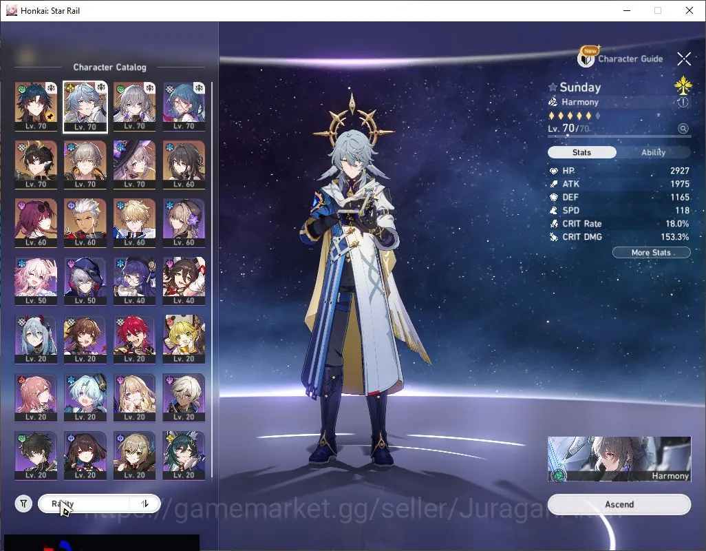 Honkai Star Rail Accounts Mid Game ASIA|TL 56| 6 Limited |Sunday,The Herta,Kafka,Ruan Mei,Dan Heng PT,Archer|MC 2