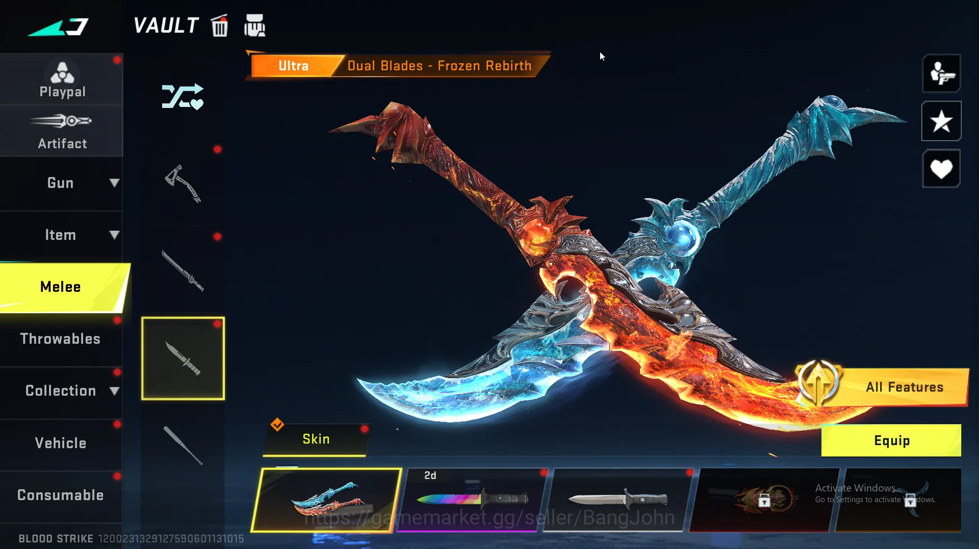 Blood Strike Accounts Others "Eternal ak47 lvl 3 | eternal kag-6 lvl 3 | ultra dual blades | ultra lightblades ultra pickaxe 18